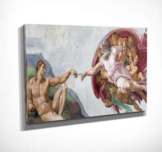 Постер - Сотворение Адама, 60 x 30 см, Холст на подрамнике