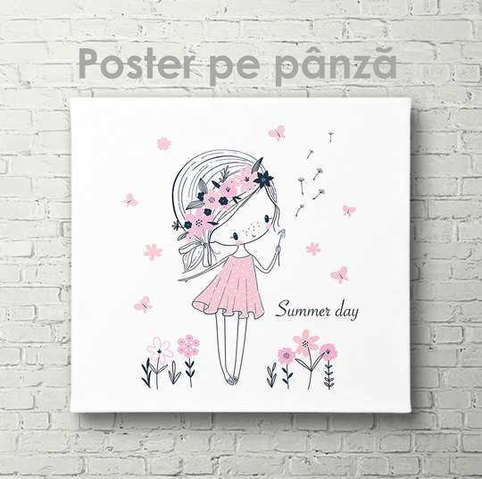 Poster - Cute girl, 40 x 40 см, Canvas on frame, For Kids