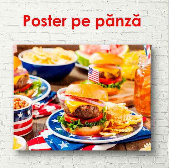 Poster - American food, 90 x 60 см, Framed poster, Food and Drinks