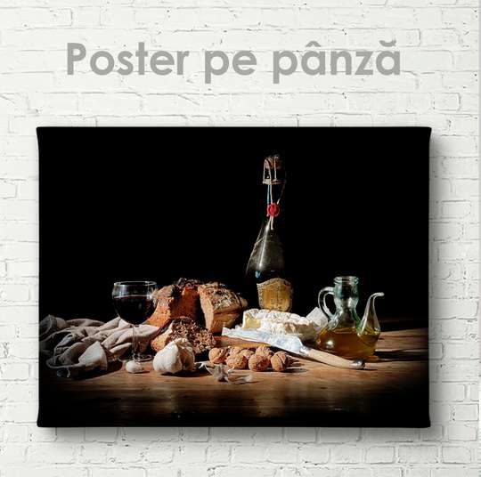 Poster - Snack for wine, 45 x 30 см, Canvas on frame, Food and Drinks