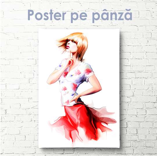 Постер - Задумчивая девушка, 30 x 60 см, Холст на подрамнике, Разные