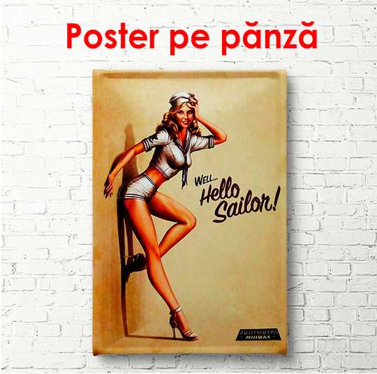 Постер - Девушка стоит у стены, 60 x 90 см, Постер в раме, Прованс