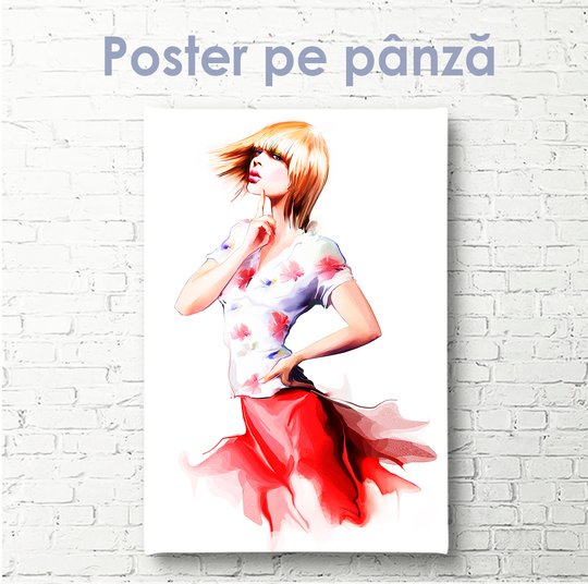 Постер, Задумчивая девушка, 30 x 60 см, Холст на подрамнике