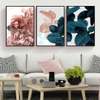 Poster - Pink peony and green leaves, 40 x 60 см, Framed poster on glass