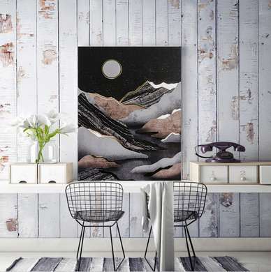 Poster - Luna în munți, 30 x 45 см, Panza pe cadru