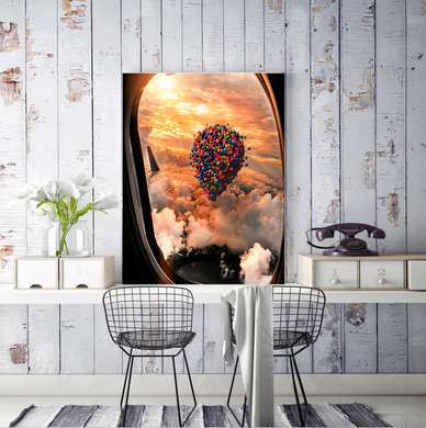 Poster - Balon cu aer cald pe cer, 30 x 45 см, Panza pe cadru