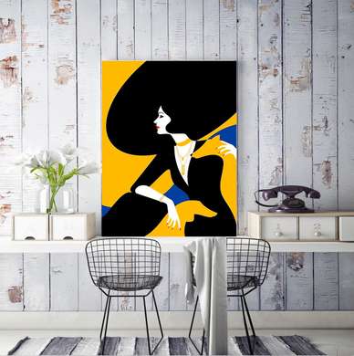 Poster - Girl in a black hat, 30 x 45 см, Canvas on frame
