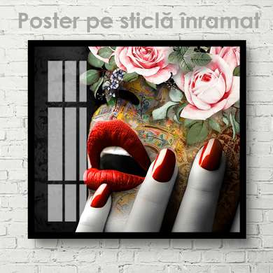 Постер - Соблазнительные губы, 40 x 40 см, Холст на подрамнике