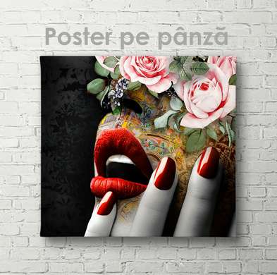 Постер - Соблазнительные губы, 40 x 40 см, Холст на подрамнике