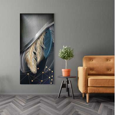 Poster - Glamourous feathers, 30 x 60 см, Canvas on frame