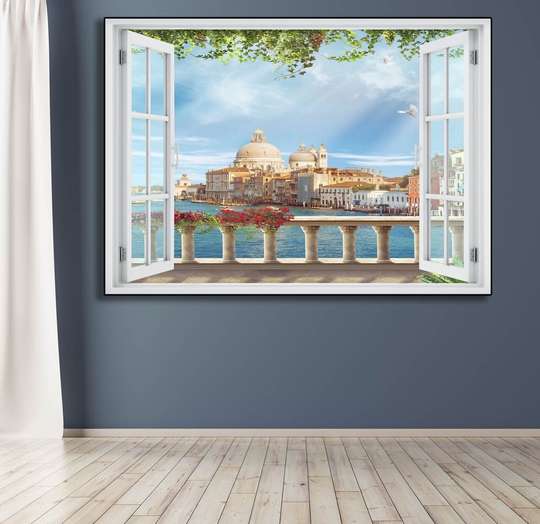 Wall Decal - Window overlooking the city on the water
