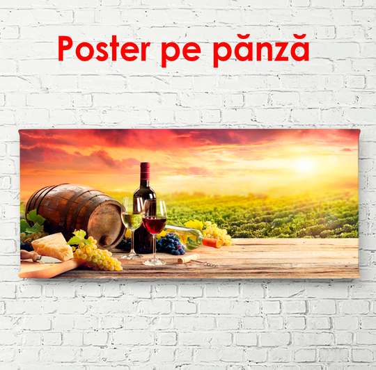 Poster - Wine at dawn, 90 x 45 см, Framed poster, Food and Drinks