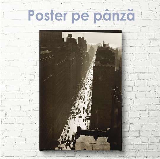 Poster, Imagine vintage a străzii orașului, 30 x 45 см, Panza pe cadru