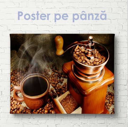 Poster - Set for coffee lovers, 60 x 30 см, Canvas on frame, Food and Drinks