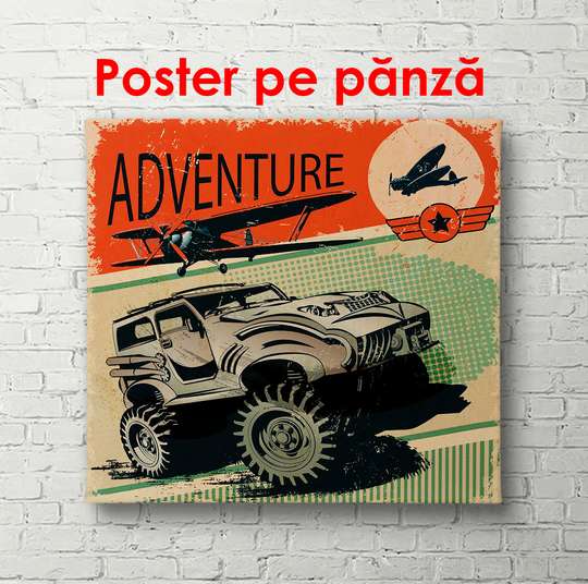 Poster - Adventure, 100 x 100 см, Framed poster, Vintage