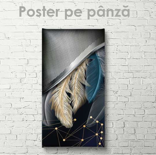 Постер - Гламурные перья, 30 x 60 см, Холст на подрамнике, Гламур