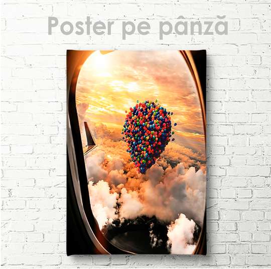 Постер - Воздушный шар в небе, 30 x 45 см, Холст на подрамнике, Природа