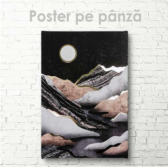 Постер - Луна в горах, 30 x 45 см, Холст на подрамнике, Природа