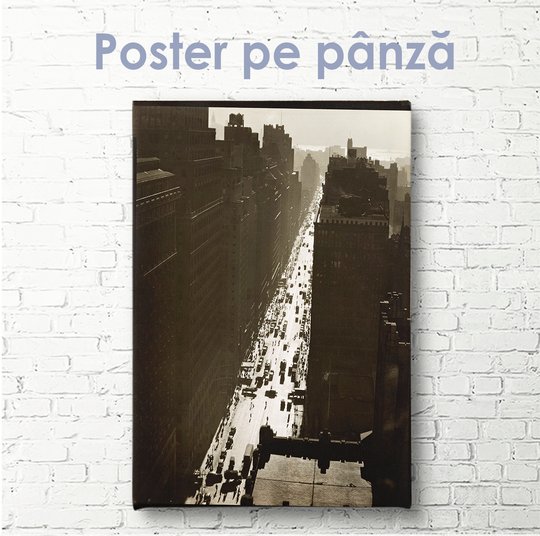 Постер, Винтажное изображение городской улице, 30 x 45 см, Холст на подрамнике