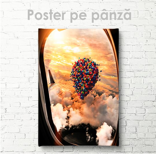 Постер, Воздушный шар в небе, 30 x 45 см, Холст на подрамнике
