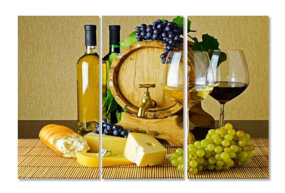 Модульная картина, Вино с сыром., 70 x 50