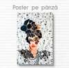 Постер - Гламурная девушка с прической из черных драгоценных камней, 30 x 45 см, Холст на подрамнике, Гламур