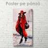 Poster - Girl in a red coat, 30 x 60 см, Canvas on frame