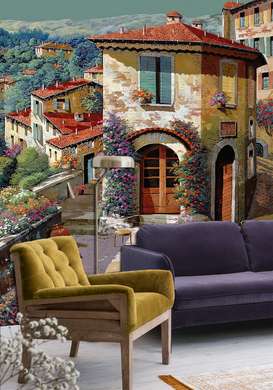 Wall Mural - City street in retro style