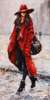 Постер - Девушка в красном пальто, 30 x 60 см, Холст на подрамнике