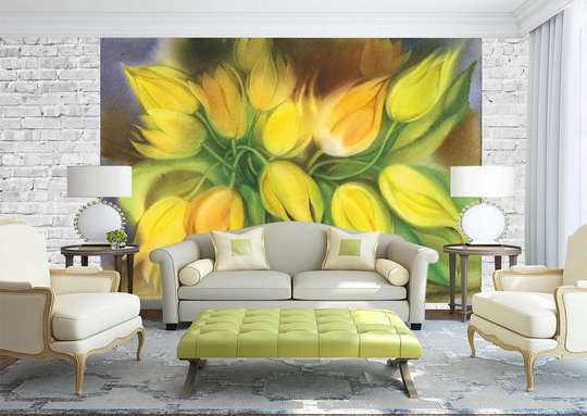 Wall Mural - Bouquet of yellow tulips