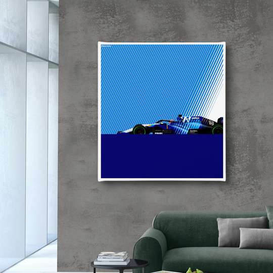 Poster - Formula 1 pe fond albastru, 40 x 40 см, Panza pe cadru