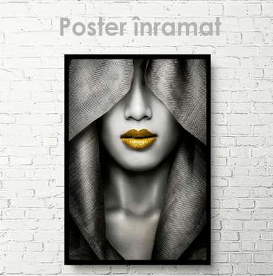 Постер - Желтые губы, 30 x 45 см, Холст на подрамнике
