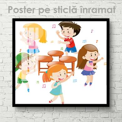 Poster - Copiii se joacă, 40 x 40 см, Panza pe cadru