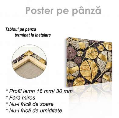 Poster - Frunze abstracte aurii, 40 x 40 см, Panza pe cadru