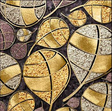 Poster - Frunze abstracte aurii, 40 x 40 см, Panza pe cadru