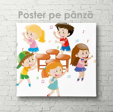 Poster - Copiii se joacă, 40 x 40 см, Panza pe cadru
