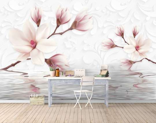 Wall Mural - Delicate white orchids by the water