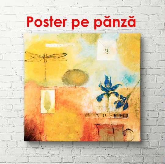 Постер - Желтая абстрактная композиция, 100 x 100 см, Постер в раме, Прованс