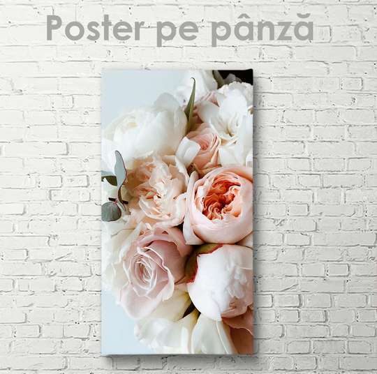 Постер - Роскошные пионы, 30 x 60 см, Холст на подрамнике, Цветы