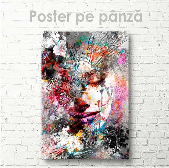 Постер - Красочный портрет девушки, 30 x 45 см, Холст на подрамнике, Гламур