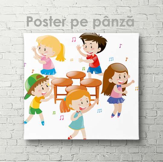 Poster - Copiii se joacă, 40 x 40 см, Panza pe cadru, Pentru Copii