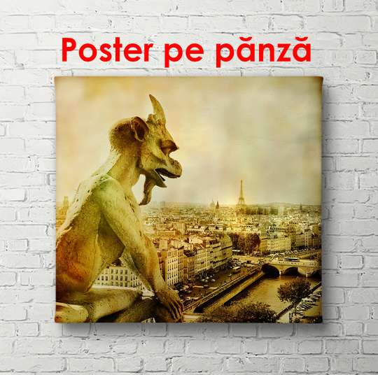 Постер - Старинный Париж с красивым видом, 100 x 100 см, Постер в раме, Винтаж