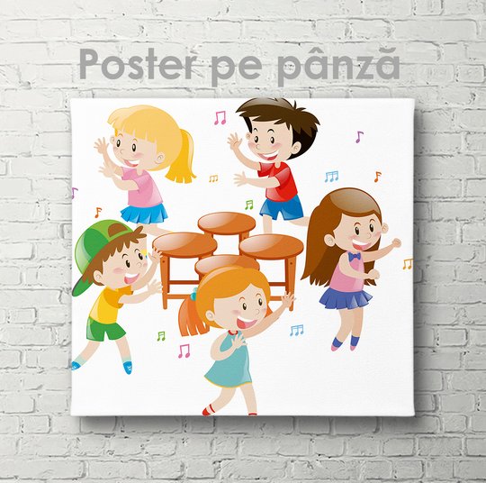 Poster, Copiii se joacă, 40 x 40 см, Panza pe cadru
