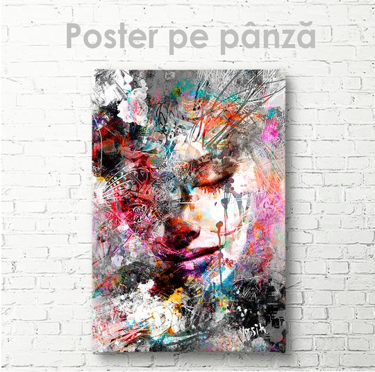 Постер, Красочный портрет девушки, 30 x 45 см, Холст на подрамнике