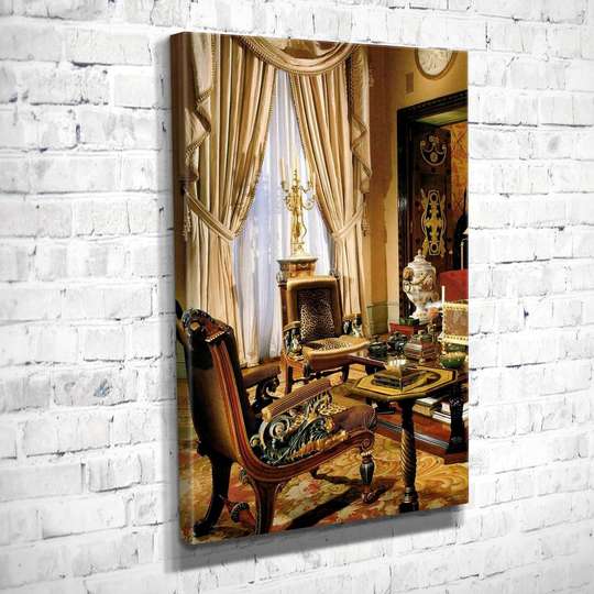 Poster - Royal interior with a window, 60 x 90 см, Framed poster